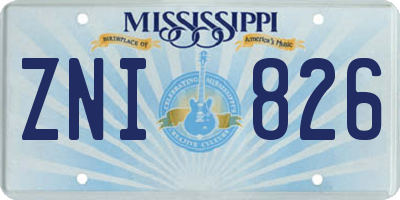 MS license plate ZNI826