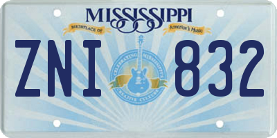MS license plate ZNI832
