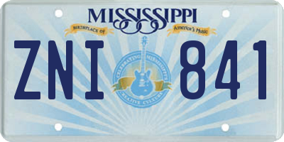 MS license plate ZNI841