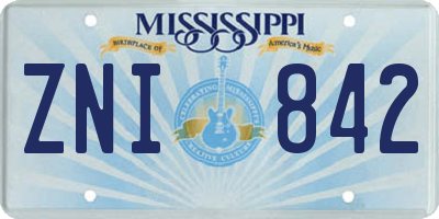 MS license plate ZNI842