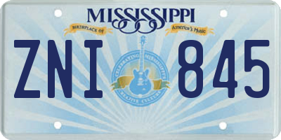 MS license plate ZNI845