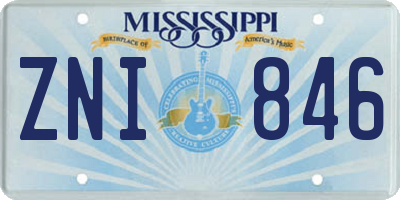 MS license plate ZNI846