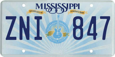 MS license plate ZNI847