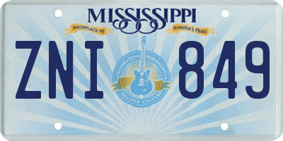MS license plate ZNI849