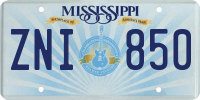 MS license plate ZNI850