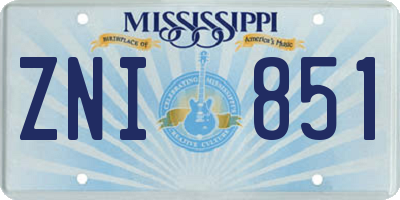 MS license plate ZNI851