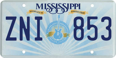 MS license plate ZNI853