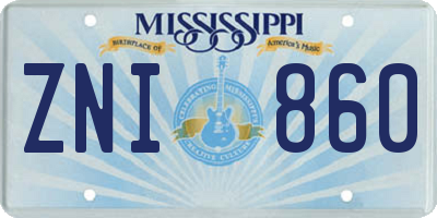 MS license plate ZNI860