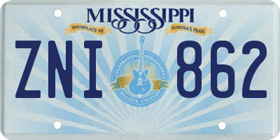 MS license plate ZNI862