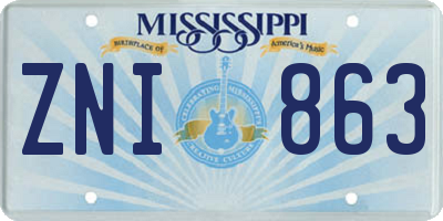 MS license plate ZNI863