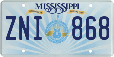 MS license plate ZNI868
