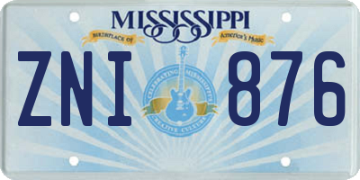 MS license plate ZNI876