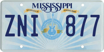 MS license plate ZNI877