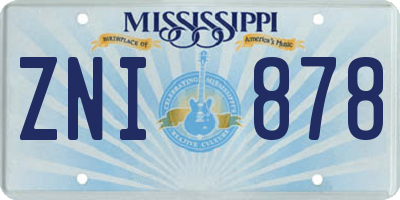 MS license plate ZNI878