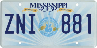 MS license plate ZNI881