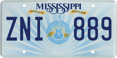 MS license plate ZNI889