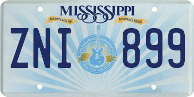 MS license plate ZNI899