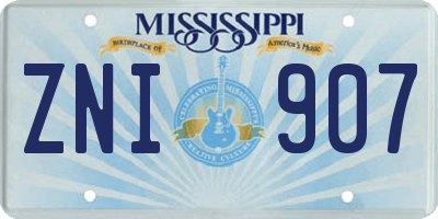 MS license plate ZNI907