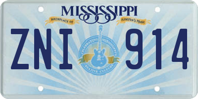 MS license plate ZNI914