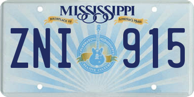 MS license plate ZNI915