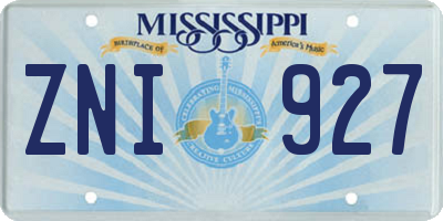 MS license plate ZNI927
