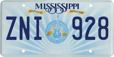 MS license plate ZNI928
