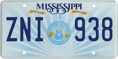 MS license plate ZNI938