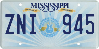 MS license plate ZNI945