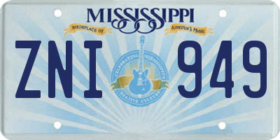 MS license plate ZNI949