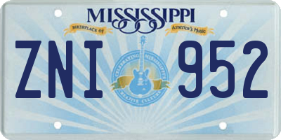 MS license plate ZNI952