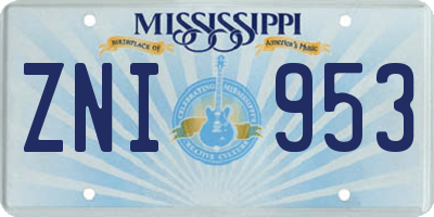 MS license plate ZNI953