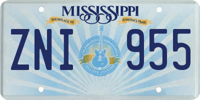 MS license plate ZNI955