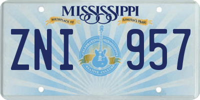 MS license plate ZNI957