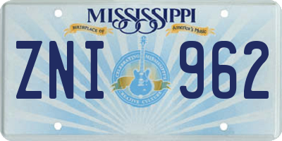MS license plate ZNI962