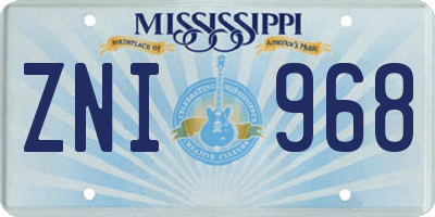 MS license plate ZNI968