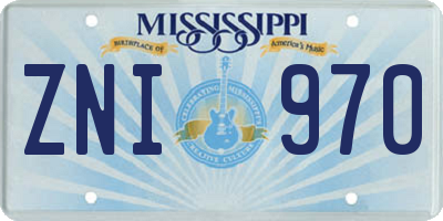 MS license plate ZNI970