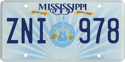 MS license plate ZNI978