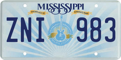 MS license plate ZNI983