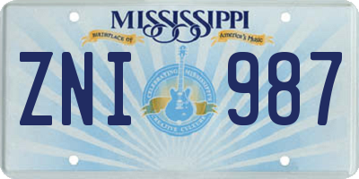 MS license plate ZNI987