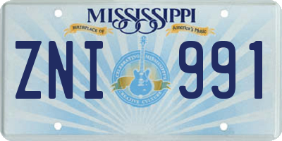 MS license plate ZNI991