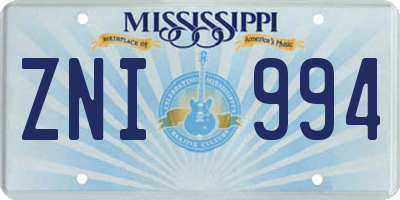 MS license plate ZNI994