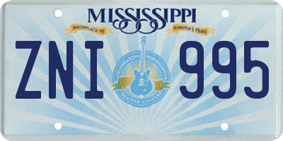 MS license plate ZNI995