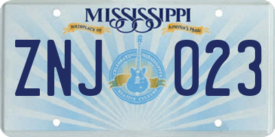 MS license plate ZNJ023