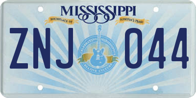 MS license plate ZNJ044