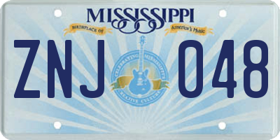 MS license plate ZNJ048