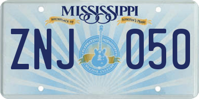 MS license plate ZNJ050