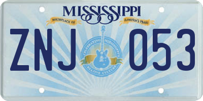MS license plate ZNJ053