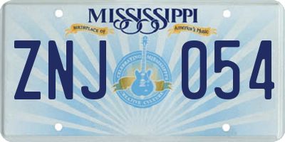MS license plate ZNJ054