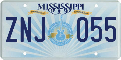 MS license plate ZNJ055