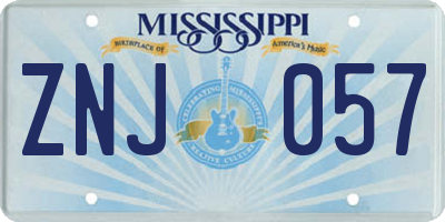 MS license plate ZNJ057